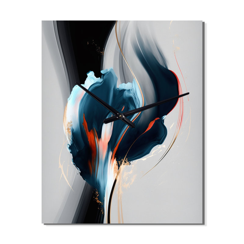 Irmelinde - Horloge murale florale abstraite, H 32 po x l 24 po x P 1 po