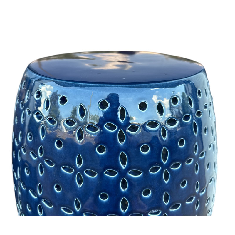 Lovell Ceramic Accent Stool, Blue