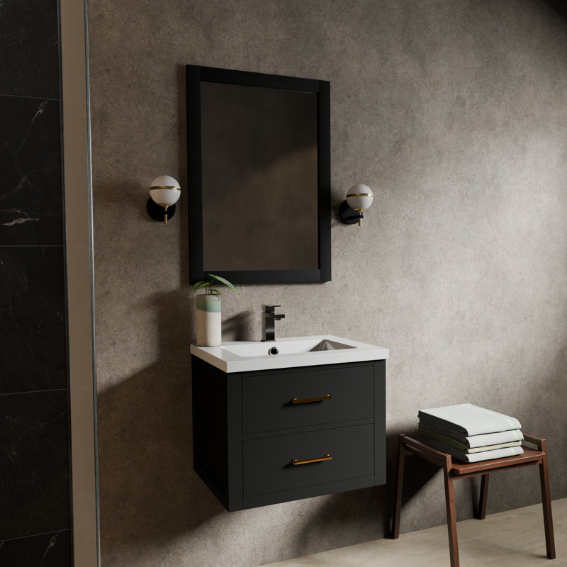 Meuble-lavabo simple l 24 po x P 18 po Castor, Noir, noir, noir, noir