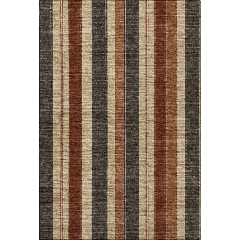 Tapis à rayures Tiana lavable à la machine de qualité supérieure, Rectangulaire 3 pi x 5 pi