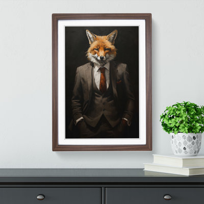 Fox in a Suit Painting - Framed Print