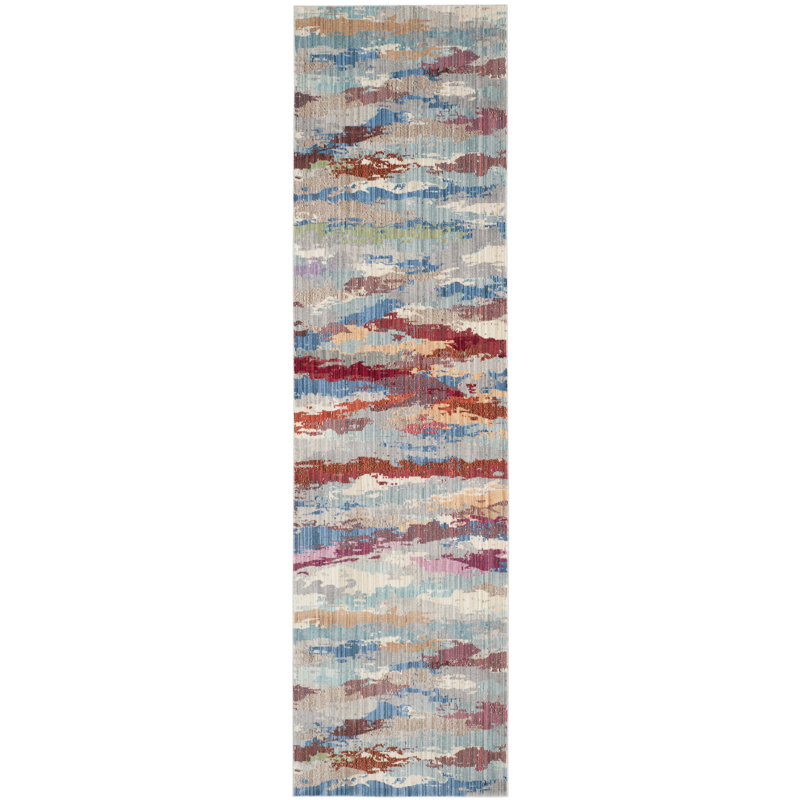 Tapis abstrait Embrya Valencia Performance, Tapis de couloir 2 pi 3 po x 8 pi