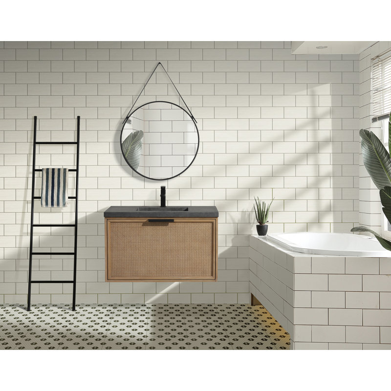 36'' Weathered Fir and Concrete Floating Bathroom Vanity