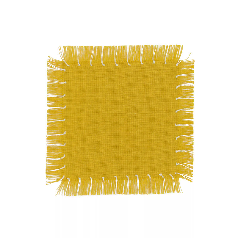 Hand Knotted Fringe Cocktail Napkin, Citron