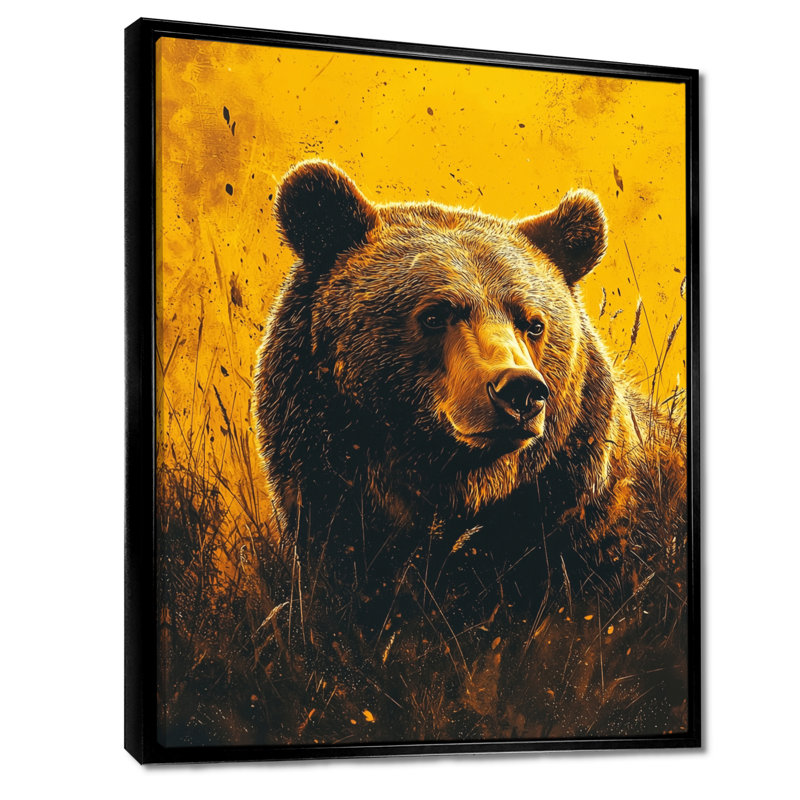 Dileo - Bear Wall Art, Black, Framed Print without Mat, 20" H x 12" W