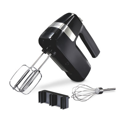 Hamilton Beach 6-Speed Electric Hand Mixer for Baking, Stir Button, 300W Peak Power, Whisk, Removable Storage Clip, Black (62628)