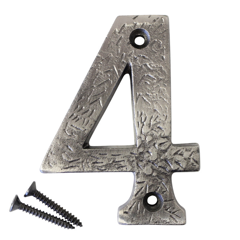 Numéro de maison 3 po, 4, Nickel antique