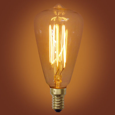 Ampoule incandescente à intensité variable 40 watts Acampora ST58, blanc chaud (2 700 K), culot E12 / candélabre