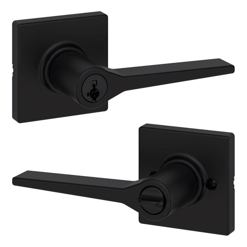 Levier de porte à clé Hollis avec rosette Hollis et SmartKey Hollis, Noir mat