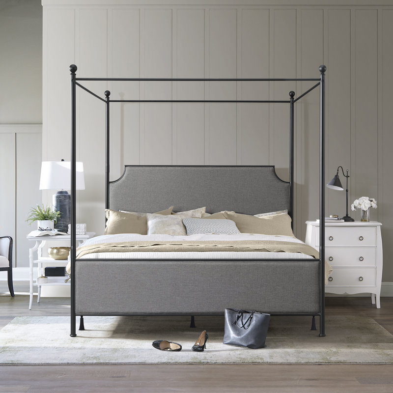 Olague Low Profile Canopy Bed, Black/Gray, King