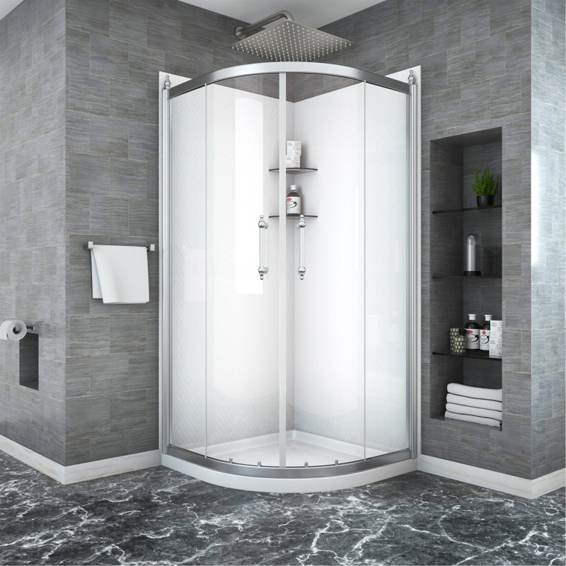 Porte de douche 36 po x 75 po Cabine de douche encadrée en chrome
