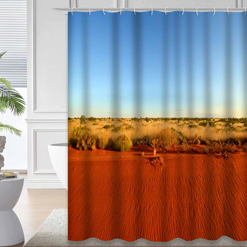 Desert Road Sky Australia Stock Blue Shower Curtain with 12 Hooks, 72" L x 72" W