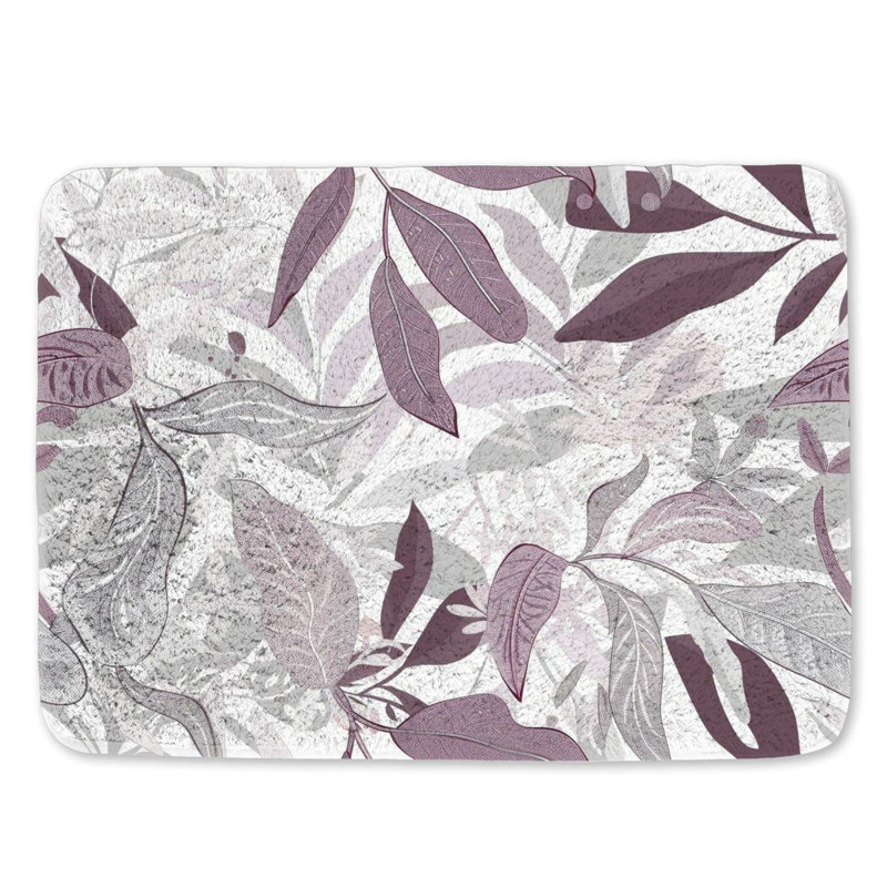 Tapis de bain à motif de feuilles et motif de salle de bain, L 17 po x L 24 po