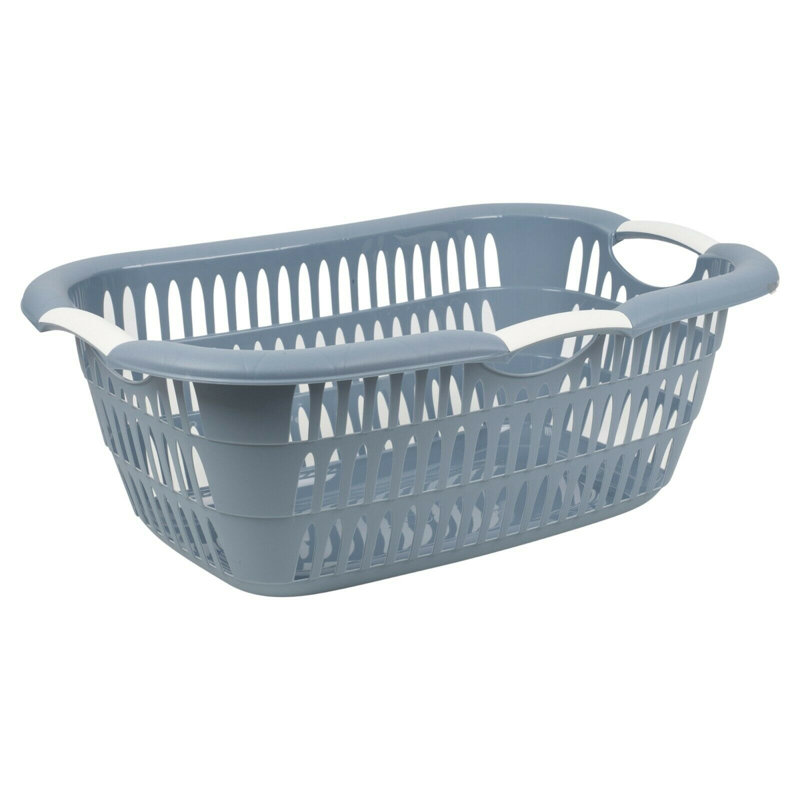 Plastic Laundry Basket with Handles, Blue, Large (22 cm x 60 cm x 40 cm)