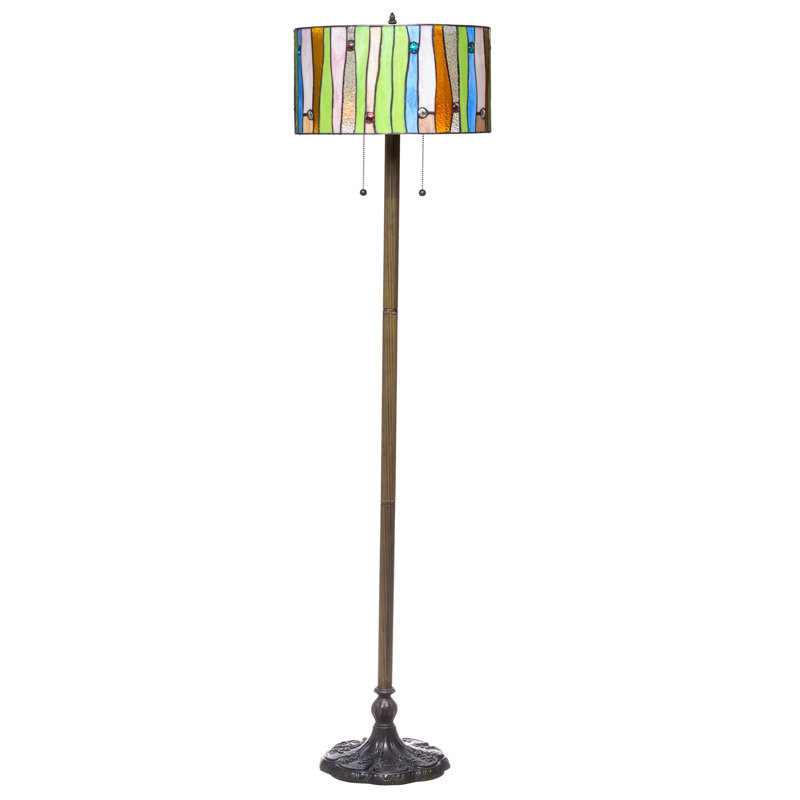 Gadson 58'' Bronze Traditional Floor Lamp, Green