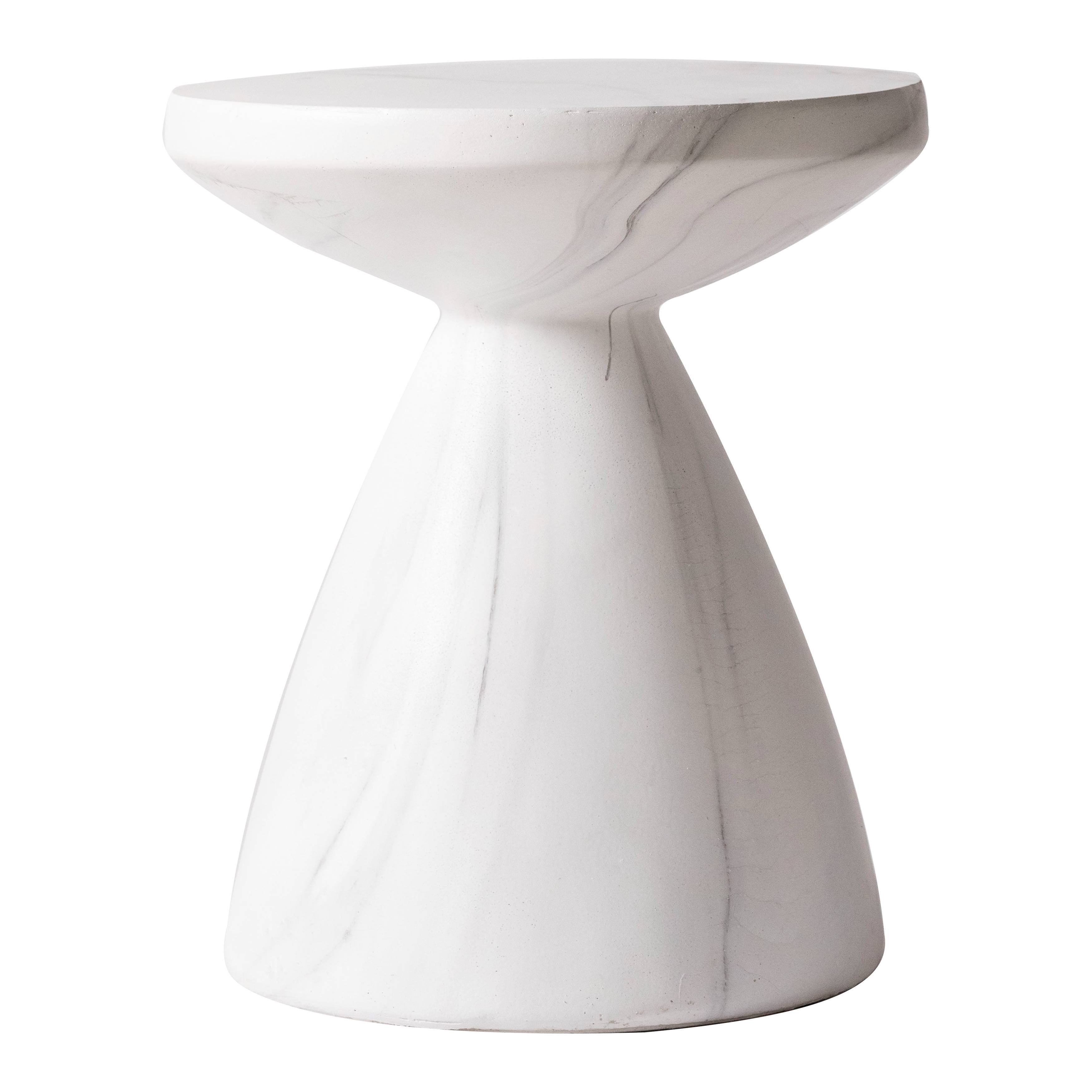 Ivy Bronx Guruvansh Modern Side Table Fiberstone Round Accent Table and