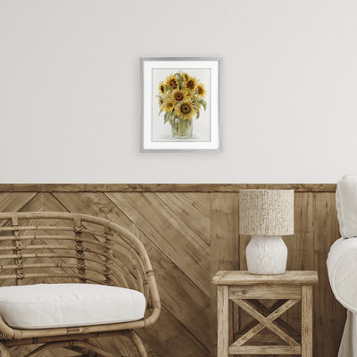 «Sunflower Bouquet in Watercolors», impression encadrée sous verre, conception de Patti Bishop