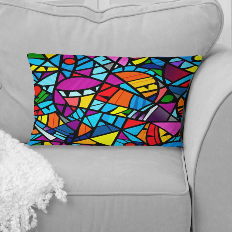 Colourful  Modern Mosaic IV - Modern Lumbar Pillow