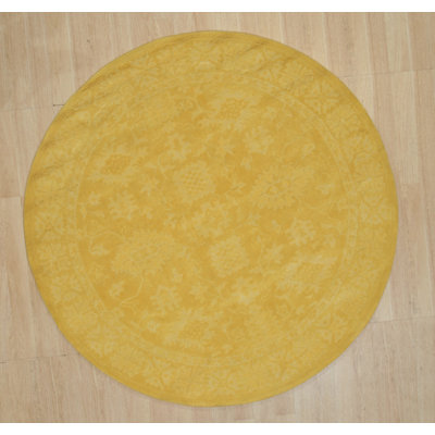 Comfortable Oriental Yellow Hand Tufted Wool Traditional Area Rug
