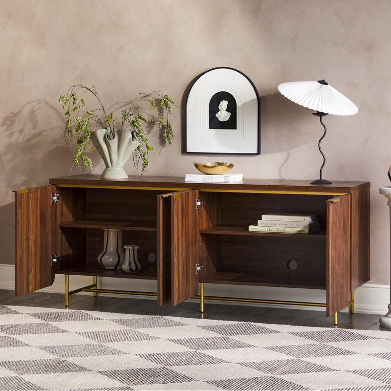 Ludlow 69" Reeded 4-Door Sideboard, Dark Walnut