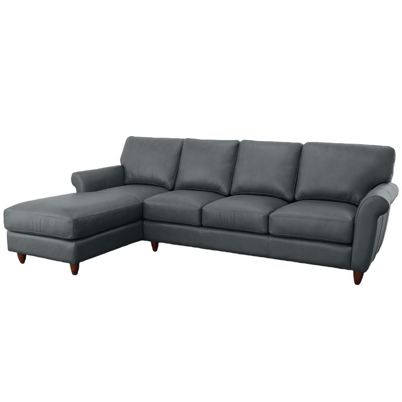 Canapé modulaire en cuir véritable Cherish, Face à la gauche, Cuir véritable bleu