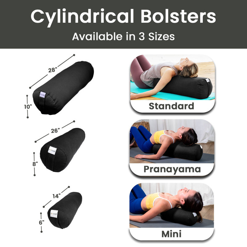Coussin cylindrique pour méditation et traversin de yoga - brun, 6 po x 14 po, Noir