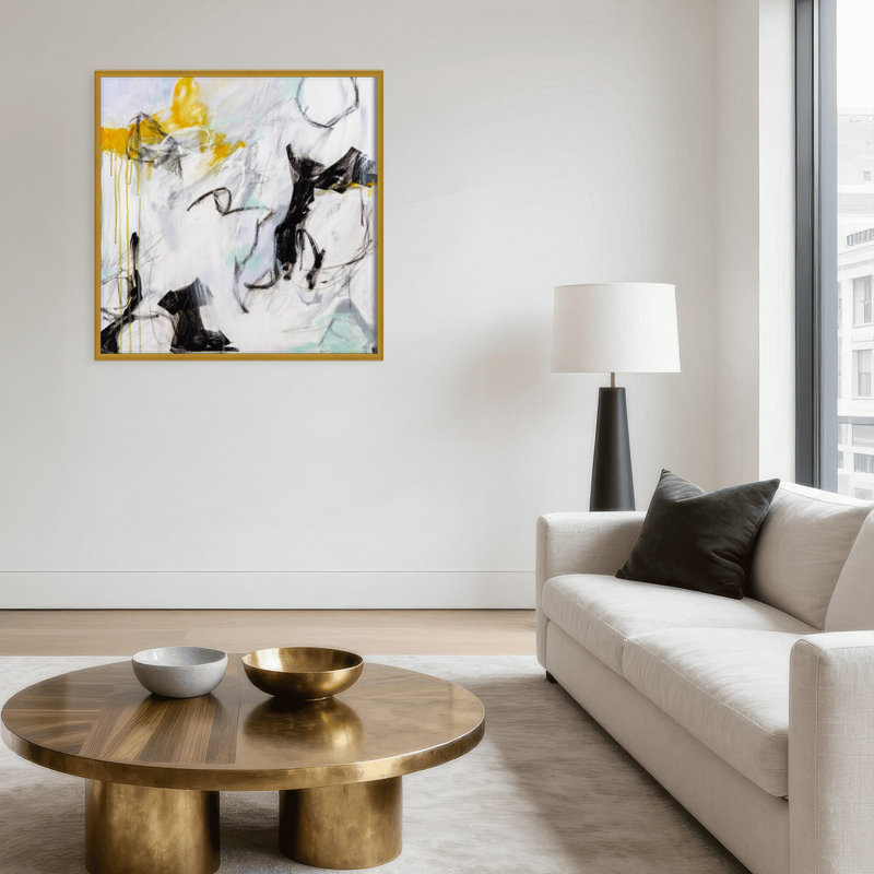 Little Black Dress Print by Patricia Schwimmer, 12" H x 12" W x 1.125" D, Framed Print, Gold