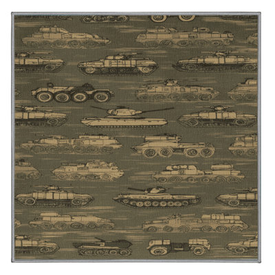 Machine Washable Transportation Brown Area Rug