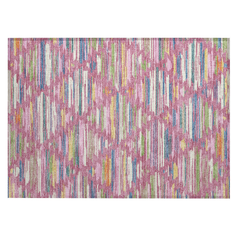 Machine Washable Indoor/Outdoor Chantille ACN2502 Southwest Rug, 1'8" x 2'6", Blush