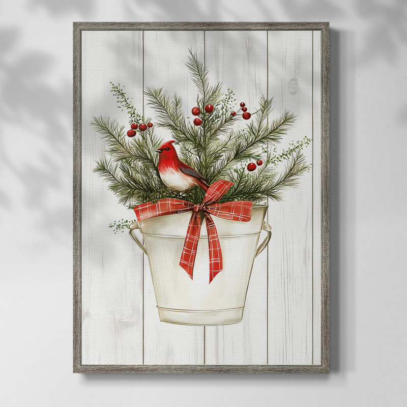 «Christmas Holiday Art», reproduction encadrée Lxxv - bois massif, H 21 po x l 17 po