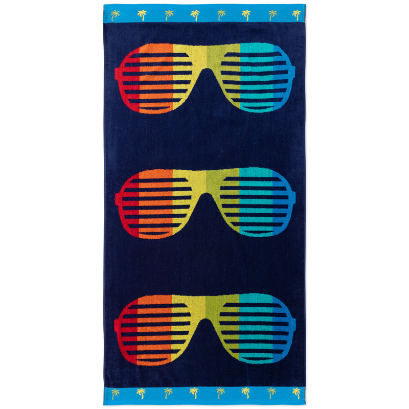  Serviette de plage 100% coton lunettes de soleil