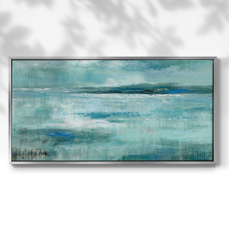 Vue de l'île - Toile tendue avec châssis, prête à accrocher, H 21 po x l 41 po, Argent argent