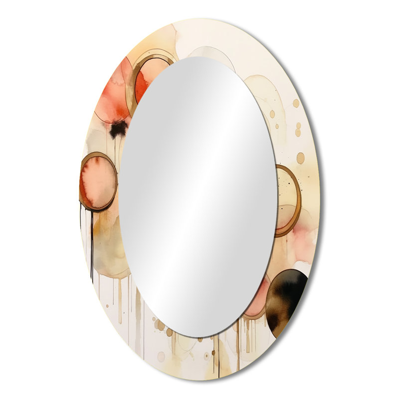 Afternoon Dreams Boho Chic Vintage Pink Gold IV - Modern Oval Wall Mirror, 36" x 24"