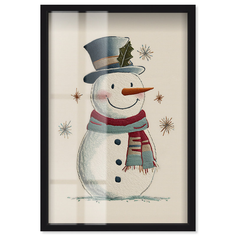 Décoration murale de Noël «Jolly Snowman Shadowbox» par Art Remedy, cadre noir, 11 x 16, Structure noire, H 16 po x l 11 po
