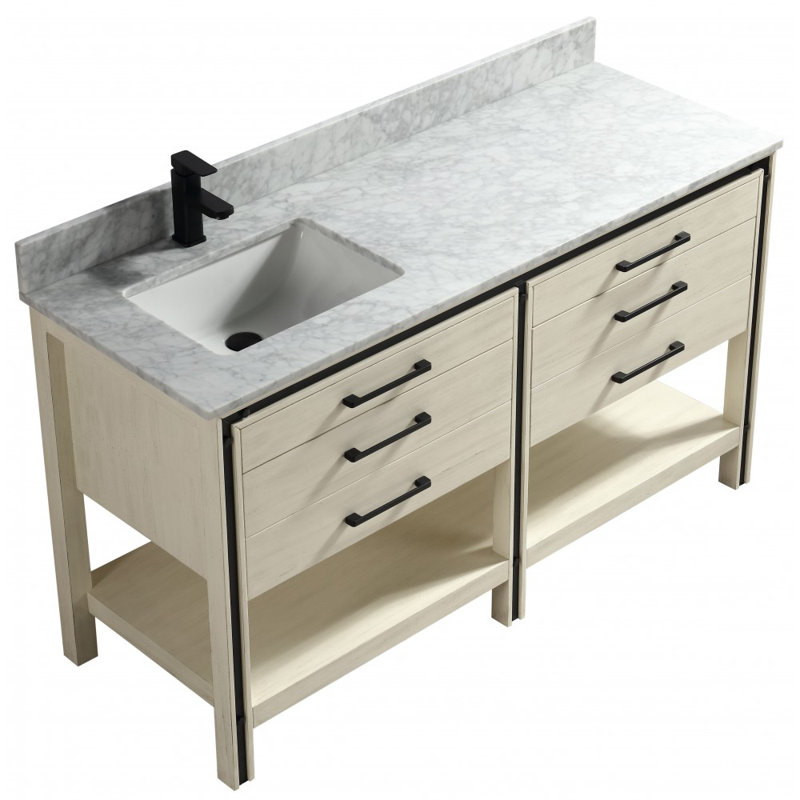 Base de meuble-lavabo double Vali 59 seulement, Beige antique