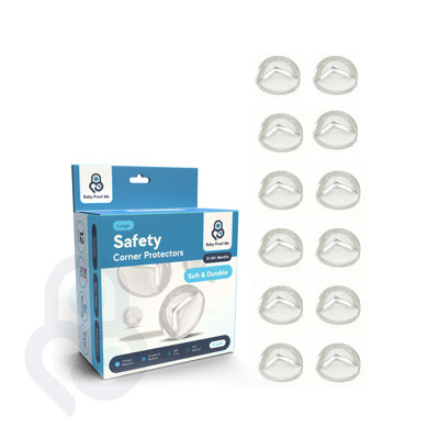 ​Baby Proof Me Large Corner Protectors for Baby Proofing ​12 Pack – ​Clear TPE Corner Guards for Furniture, Table & Sharp Edges, Child Safety Bumpers
