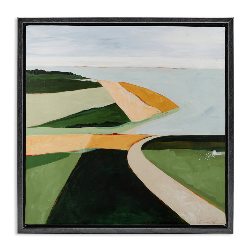 Cadre flottant Where The Land Breathes, conception par Ruth Fromstein, Cadre flottant noir de jais, H 18 po x l 18 po
