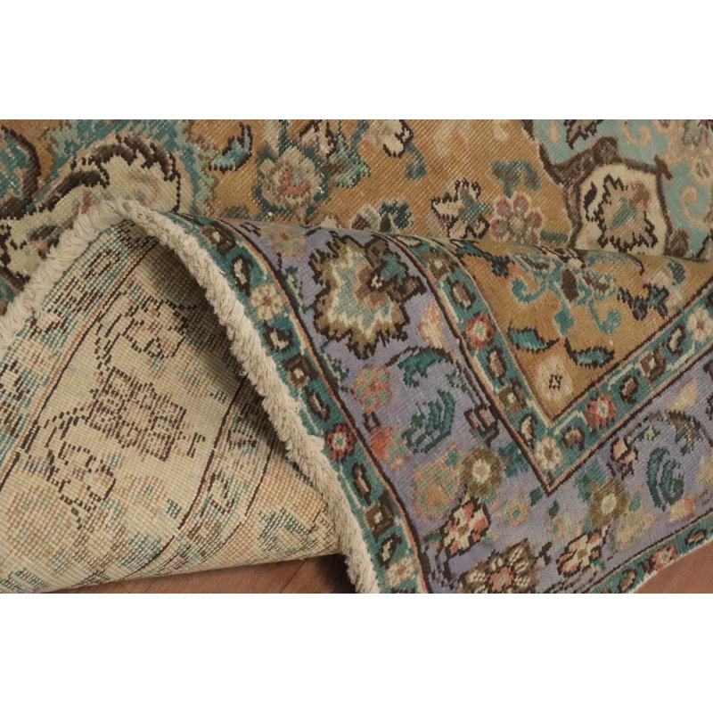 Tapis traditionnel rétro en laine à motif floral 4 x 6