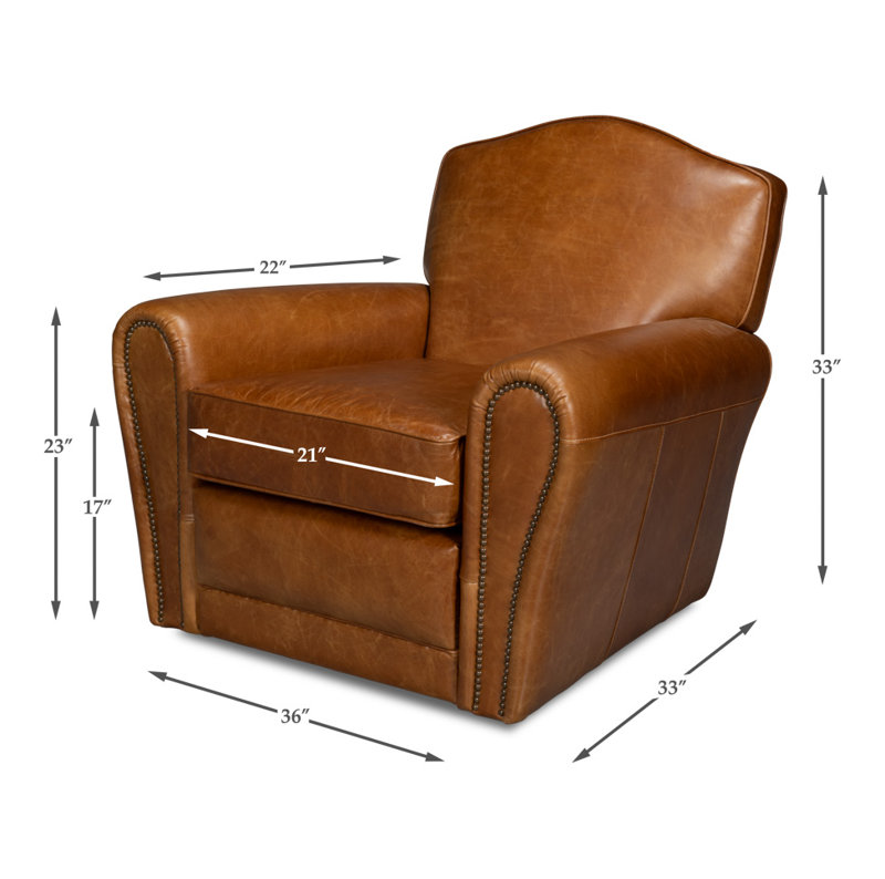 Elite Swivel Armchair, Brown Genuine Leather