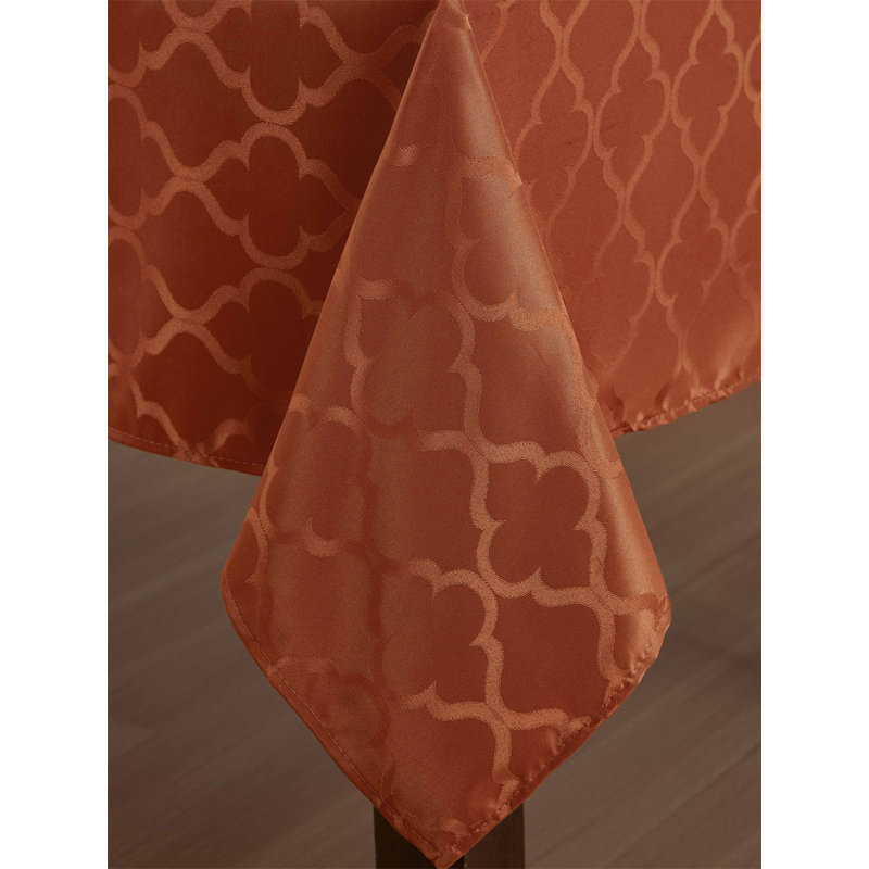 Sarok Rectangle Geometric Jacquard Tablecloth, Orange, 104" L x 60" W