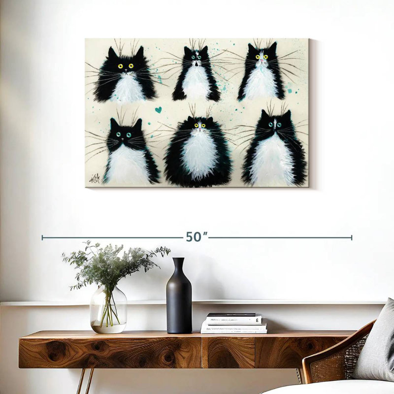 Brampt Tuxedo Cats, 24" H x 36" W