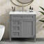 Meuble-lavabo de 30 po avec lavabo supérieur, meuble-lavabo moderne avec 2 tiroirs et tiroir escamotable, meuble-lavabo simple-1845869809