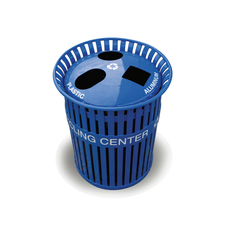 Steel Open Recycling Bin - 30 Gallons, Blue