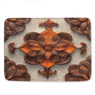 Intricate Brown Orange Ornament Bath Mat