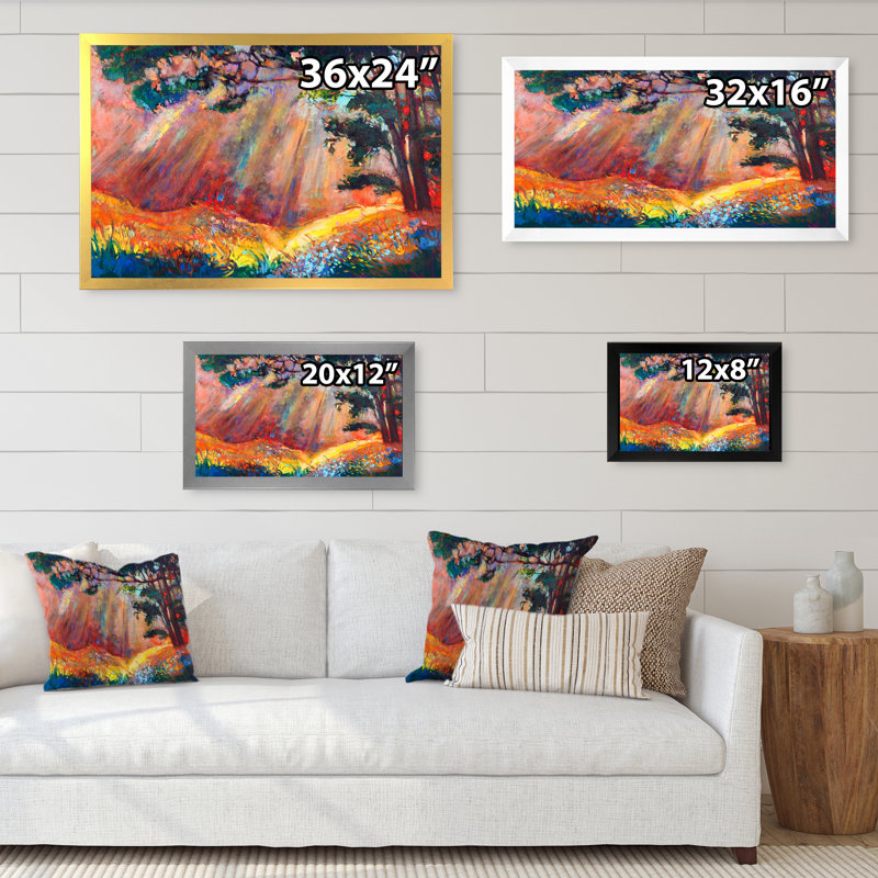 " Autumn Forest Paitning ", Black Picture Framed Canvas, 8" H x 12" W x 1" D
