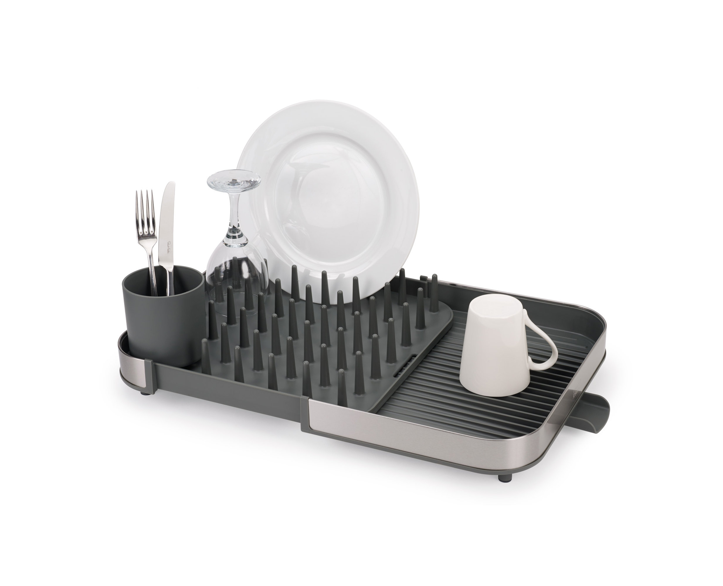 Joseph Joseph Expanding Steel Dish Rack with Draining Spout and Cutlery