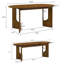 Ensemble de table de salle à manger 4 personnes à base en bois massif brun moderne avec 2 bancs pour la cuisine et la salle à manger