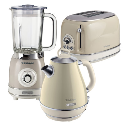 Ariete Vintage 1.7L Kettle With 2 Slice Toaster And 1.5L Glass Jug Blender Set