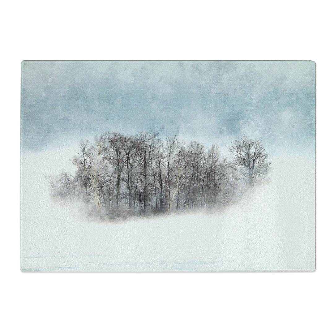 Tempered Glass an Island of Trees Painting Chopping Board