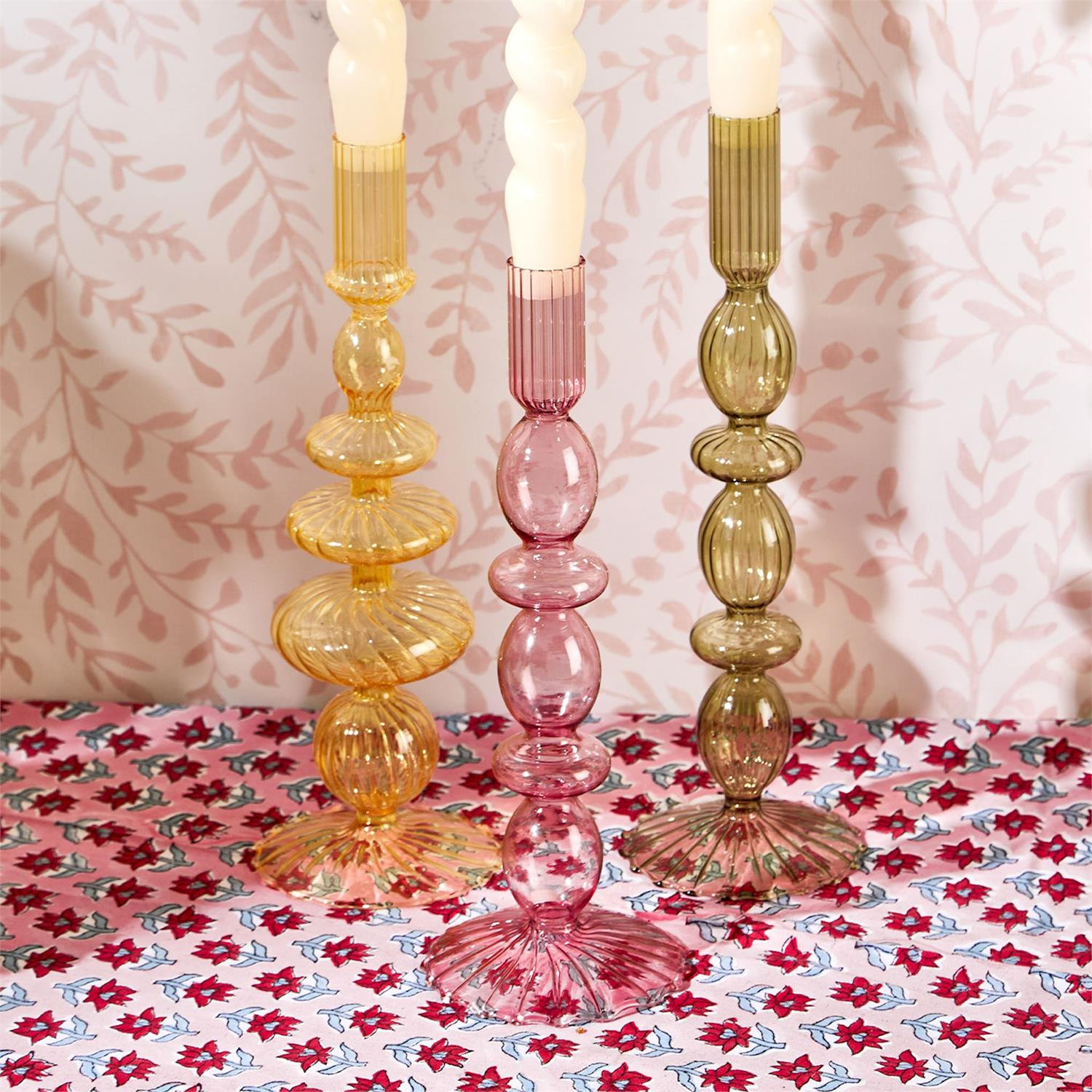 Set Of 5 Hand-Blown Glass Candleholder